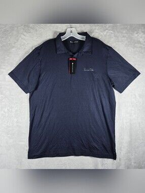 Travis Mathew Featherweight Performance Polo Mens Large Eclipse Navy Patch NWT